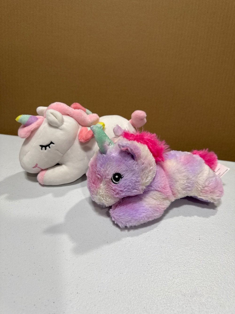 Lot of 2 multi-colored unicorn plush hugging pillow & purple unicorn plush toy